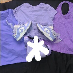 Purple bundle nike low dunks 7.5 & 3tops